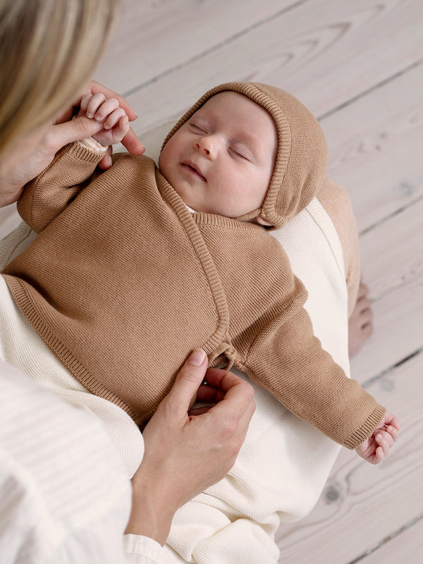 Baby Knit Wrap Jacket | Tan