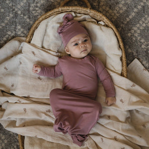 Plum knot gown Fallowfield Baby
