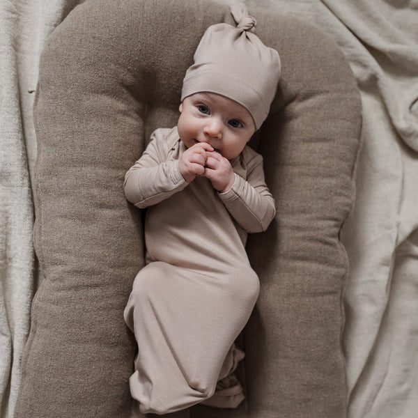 Infant Knot Gown in Stone | Fallowfield Baby
